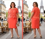 ORANGE GEPUR  PLUS SIZE FASHION WOMEN DRESS #164